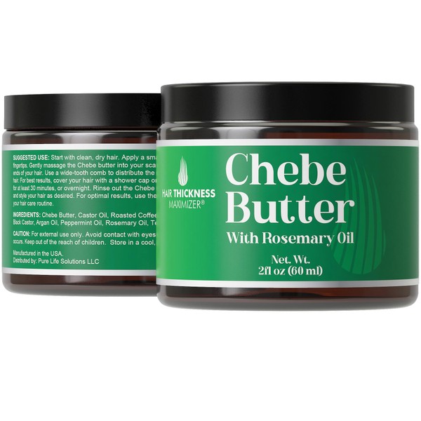 Chebe Butter For Hair Growth With Rosemary Oil. 2oz Vegan Chebe Hair Butter Grease For Hair Men, Women. Hair Thickening, Moisturizing, Strengthening. Hair Growth Scalp Treatment For Dry, Brittle Hair