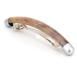 12 cm patent clip, 1 piece in beige-taupe with caps in matt silver, made in Germany WeLoveBeads