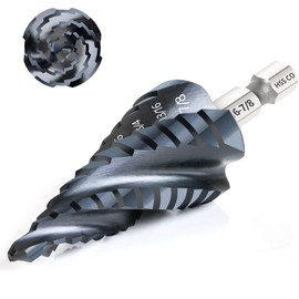Matework M35 Cobalt Step Drill Bit, Four Spiral Flute Unibit Step Drill Bit (3/16"-7/8") Wear-Resistant TiAlN Coated, 1/4" Hex Shank for Metal, Carbon Steel, Stainless Steel, Wood, Plastic (12 Size)