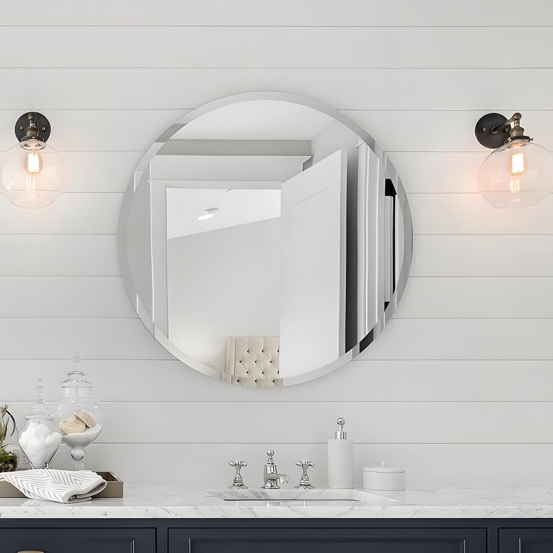 KOHROS Frameless Round Bathroom Mirror for Over Sink 24" x