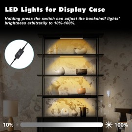 JUSJUBR Black Display Shelf Lighting, 4 Pack x12 Inch Display Lights for Display Case, LED Display Lights with Memory Function, Display Cabinet Lights for Pantry/Shelf/Case, Warm White 3000K