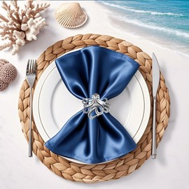 Davifina Octopus Napkin Rings Set of 6,Silver Napkin Rings,Coastal Napkin Ring,Summer Napkin Holder for Cloth Napkins,Ocean Nautical Napkin Buckles for Wedding Parties,Christmas Dining Table Decor