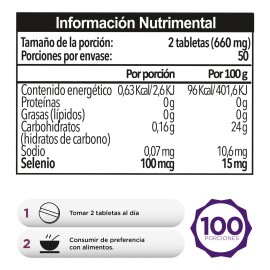 Pack 2 Selenio Minnerals 100 Tab De 330 Mg Rinde 100 Días Pasiguaro Sabor Sin Sabor