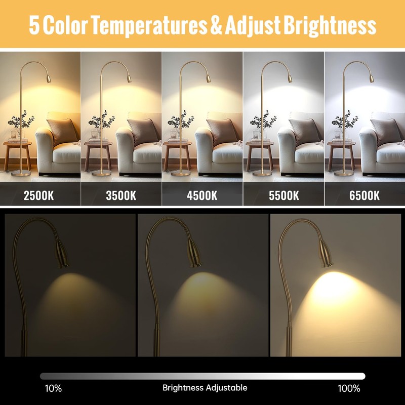 SpeePlant Reading Floor Lamp, 73" Standing Lamp with Dimmable Zoomable