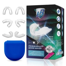 LORIOUS Mouthguard - 3 Different Sizes Premium Set of 6 BPA Free Moldable, Customizable, Trimmable Dental Grade Mouth Guard for Grinding Teeth Clenching Bruxism, Dental Night Guards for Teeth Grinding