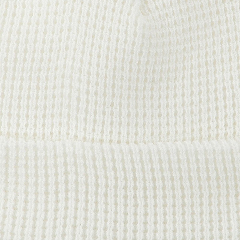 Big Stretch Waffle Stitch Cuff Beanie - White (for Big