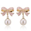 coadipress Pearl Bow Earrings for Women Trendy Stuff Cute Bow