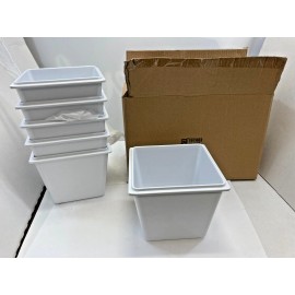 NSF Box Of 6 ~ 4.5" x 4.5" Square White Melamite Crock ~ Prep Steam Table Food Pan