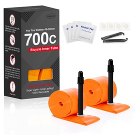 Hycline Pack of 2 TPU Bicycle Inner Tubes: 700 x 18-32C (28 Inch) Unisex Road Bike Ultralight Tube Presta Valve 45 mm with 2 Tyre Levers