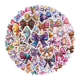 Pack 50 Pcs Bow Tie Bowknot Girly Stickers for Water Bottles Funny Laptop Cups Scrapbooking Luggage Journaling Teens Girls Adults Waterproof Aesthetic Sticker Small Vinyl Decals
