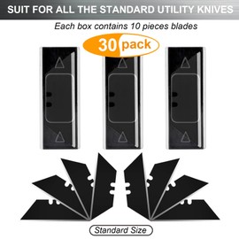 Vickay 30 Pack Utility Knife Blades, SK2 Steel Heavy Duty Box Cutter Replacement Blades with Plastic Case, Standard Size Razor Blades for Most Standard Utility Knives (Black)