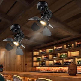 TISLYCO 2Pack Industrial Vintage Ceiling Wall Lamp, Adjustable Track Lighting Barn Door Design Black Wall ScONCES Indoor Spotlight Ceiling Spotlight for Hallway Stage Studio Theatre