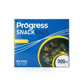 Progress Double Zipper Snack Storage Small Plastic Bags with Grip 'N Seal Technology Zero BPA, Leakproof Microwave-Safe Reusable Bags for Daily Meals Lunch Home Organization Travel- 300 count