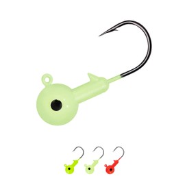 BLUEWING Jig Heads 10pcs Fishing Jigs with High Carbon Steel Hook Swimbait Lead Head Jig Lure for Walleye, Bass, Crappie, Snapper, Snook, Inshore Fishing 1/8oz Luminous