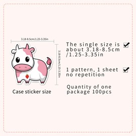 100 Pcs Cow Stickers for Laptop Water Bottles,Bicycle,Skateboard,Computer,Cow Animal Cute Style Decorative Stickers Waterproof Vinyl,Graffiti Stickers for Girls Boys Children Teens
