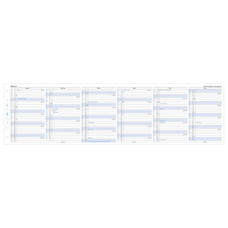 Filofax Pocket 24-68245 Year Planner Vertical (German) 2024, White