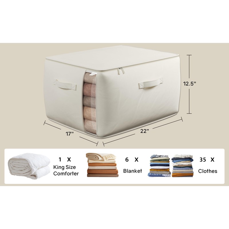 TomVista Large Canvas Clothes Storage Bags with Thick Handles and