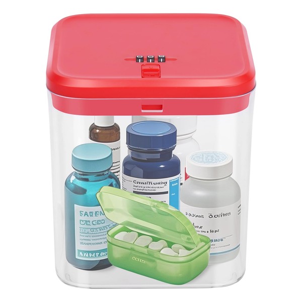 Gemaxvoled Medicine Lock Box with Code - Small Lockable Storage