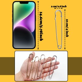 Benvo Jumbo Heavy Duty Blanket Pins - 4" Steel Lock Pins, 40 Pcs for Laundry, Key Rings, Clothes & More (Black, Gold, Silver, Bronze & Rose Gold)