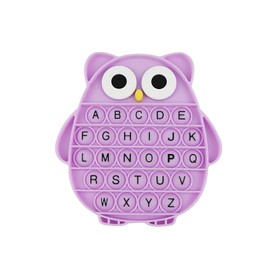Push Pop Bubble Fidget Sensory Toy, Silicone Stress Relief Popping Toy, ABC Alphabet Owl Shaped Educational Learning Tools for Toddlers Kids Students (Black Letters-Purple)