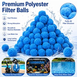 Pool Filter Balls for Sand Filter, Upgrade Reusable Polysphere Filtration Balls, Eco-Friendly Swimming Pool Filter Fiber Ball, Blue Pool Filter Media Balls for Sand Pump Above Ground Pool (3.1 LBS)