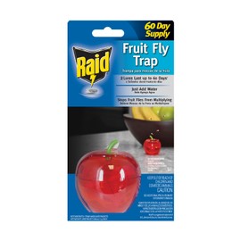 Raid Fruit Fly Trap with Lure, Easy to Use, Apple Shaped - 1 Trap + 30 Day Lure Supply