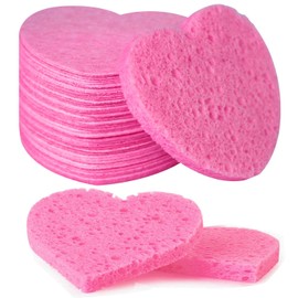 Esponjas faciales comprimidas (50 unidades), 100% celulosa natural, profesionales para limpieza facial, mascarillas exfoliantes y desmaquillaje, ideales para viajes y hogar, color rosa.