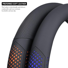 KHGUZ Car Steering Wheel Cover, Anti-Slip Breathable Leather Automotive Steering Wheel Protector, Soft Comfortable Vehicle Interior Protective Accessories, Universal for RV, SUV, Truck (White)