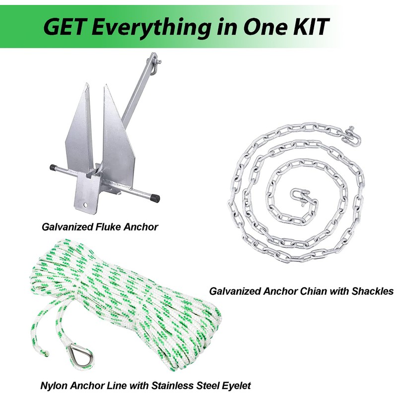 MARINE SYSTEM Fluke Anchor Kit with Chain and Anchor Rope