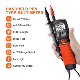 SURLABA Voltage Continuity Tester, AC DC Digital Multimeter 600V, 2000 Counts Auto Range, Voltage Meter Resistance Diode Test, Pen Type Volt Measuring Tool with Flashlight for Car, Household, Industry