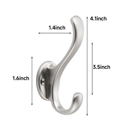khtumeware - Juego de 2 ganchos de toalla para colgar abrigos plateados, para colgar en la pared, para llaves, toallas, taza, sombrero