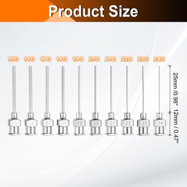 HARFINGTON 1set Dispensing Needle 15-24 Gauge 1 Inch Stainless Steel Blunt Tip Luer Connector for Refilling Glue Oil Thick Liquids Ink Lab Use, Silver