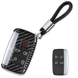 T-carbon Real Carbon Fiber Key Fob Protector Compatible with Land Rover Series Car Key fob Cover Compatible with Jaguar Key Case,Black