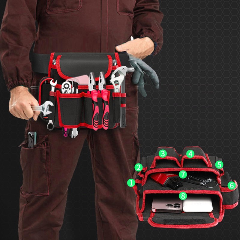 Tool Belt, Small Tool Pouch with Belt Clip, Collapsible Tool