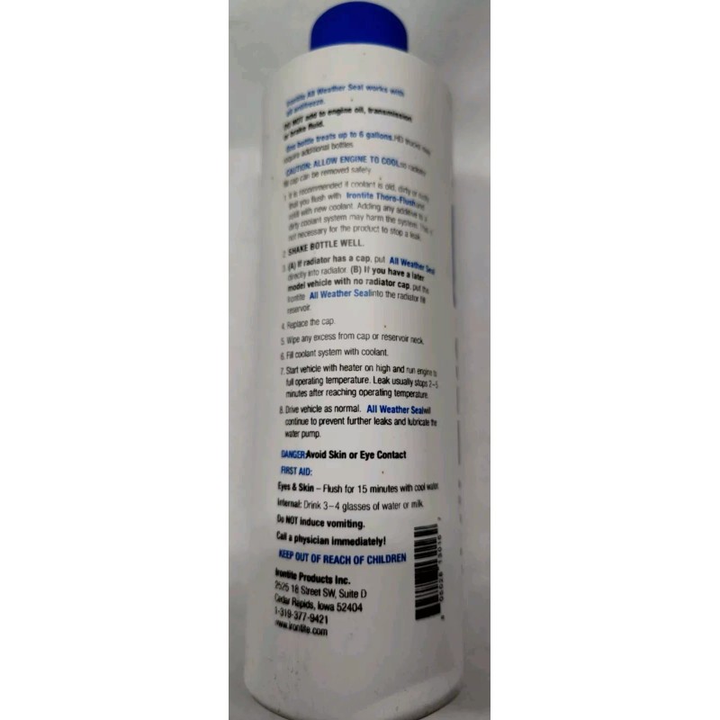 Irontite 913016 All Weather Radiatior Cooling System Stop Leaks Seals