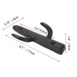 Pastlla Vintage Cast Iron Cactus Double Wall Mount Hanger Hooks Decorative Wall Mounted Hooks for Coats, Bags, Hats, Keys, Towels - with Screws - Brown