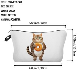 Livel lhood Donut Cat Makeup Bag Cute Small Organizer Zipper Pouch Chubby Kitten Cosmetic Bag Birthday Present for Donut Lovers Cat Mom Women Friends-1, hzj0790