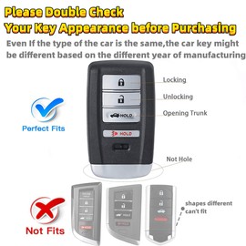 RFSRZ Fits for Acura Key Fob Cover, Soft Full Protection Key Shell Case Compatible With RDX RLX CDX NSX TLX TLX-L, Bracelet Holder Accessories (White)