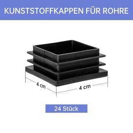 24 Lamellar Plugs 40 x 40 mm for Square Tube, Square Pipe Plugs, Plastic End Cap, Pipe Plugs for Pipe Cover of Steel Pipes, Stainless Steel Tubes, Aluminium Tubes, Aluminium Profile, Shelves