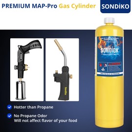 Sondiko Pre-Filled MAP-Pro Gas Torch Style Cylinder, Standard Propane Fuel Cylinder, Propane Hand Torch Cylinder, Portable and Convenient Fuel Source, Durable Steel Construction