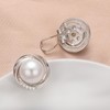 Yoursfs White Large Pearl Stud Earrings for Women Silvery CZ