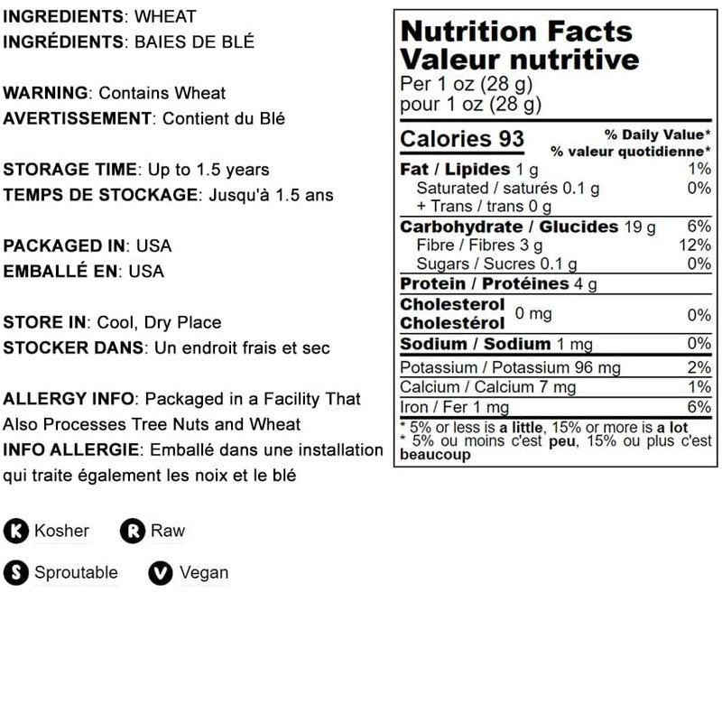 Food to Live Hard Red Wheat Berries, 1 Pound –