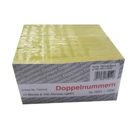 Wolf & Appenzeller 750102 Double Number Block, Numbered 1-1000, 10 Blocks Each with 100 Tears, Yellow