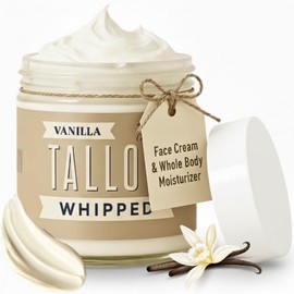 Whipped Tallow 24oz - All Natural Face Cream + Whole Body Moisturizer for Dry Skin - Made With Scented Oil Blend - No Preservatives, Parabens or Seed Oils - USA Made (Vanilla)
