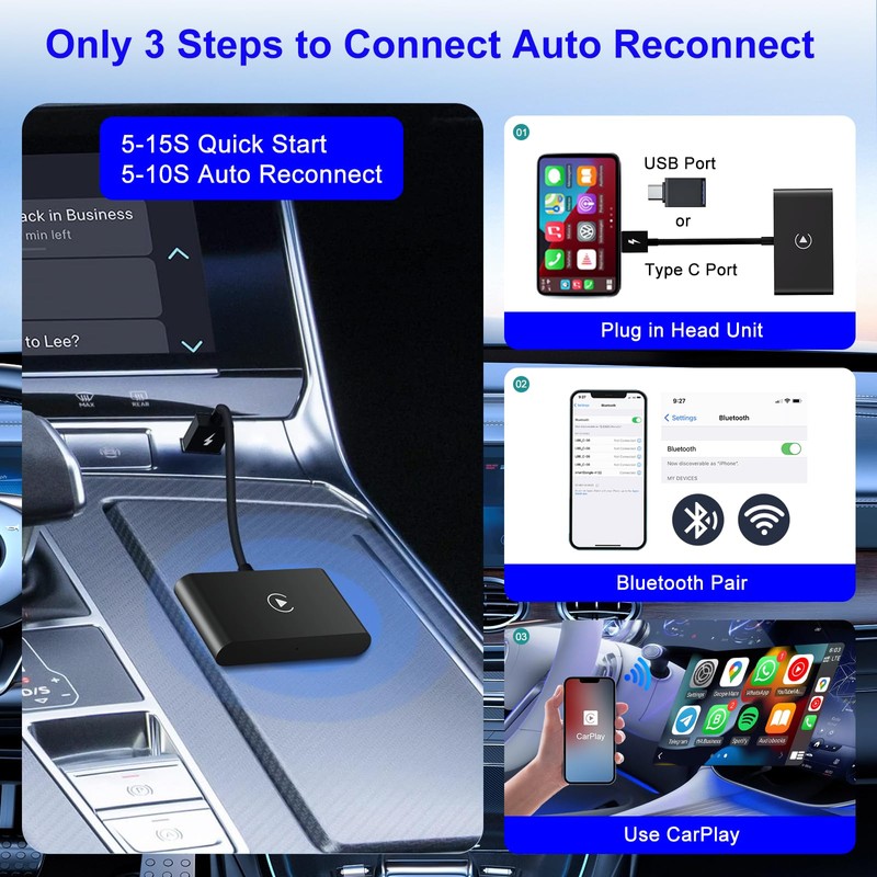 Wireless Carplay Adapter,Wireless Apple Carplay Dongle Adapter,Car Apple Carplay Bluetooth