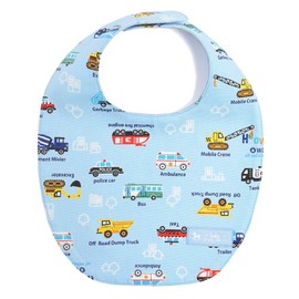 Bib B0103200 Round Type Bib, Baby Bib, Made in Japan, Accel Fully Open Working Car (Light Blue)