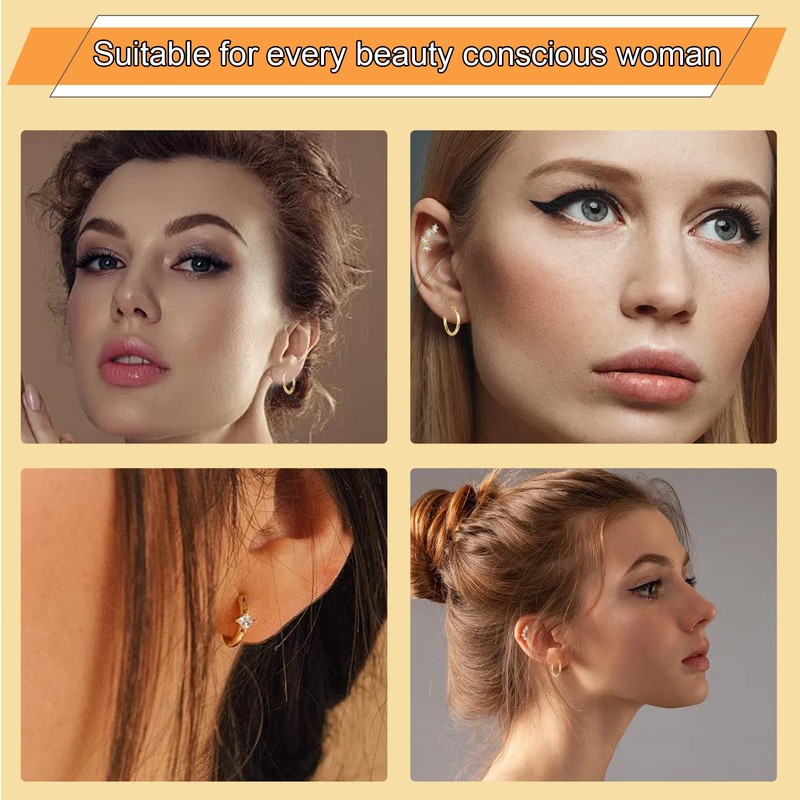 3 Pairs Stud Hoop Earrings Set for Women, Hypoallergenic 18K