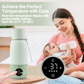 Portable Bottle Warmer for Travel - 17oz 12H Baby Bottle Milk Warmer, Fast Heat Travel Bottle Warmer for Breastmilk, USB Calentador De Biberones on The Go - Wireless Car Bottle Water Warmer, Green