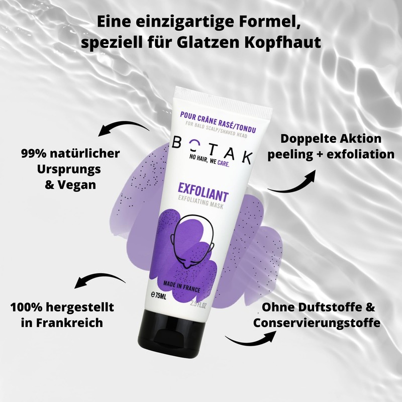 BOTAK Gentle Cleansing Exfoliator for Baldness/Shaved/Shorn Head | 99% Natural