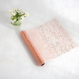 Table Runner, Table Runner Roll, Christmas Decoration Table, Cut to Size Table Runner, Applicable to Birthday Parties, Ramadan Decoration, Banquets, Table Decoration Communion Girls (Rose Gold, 28 cm